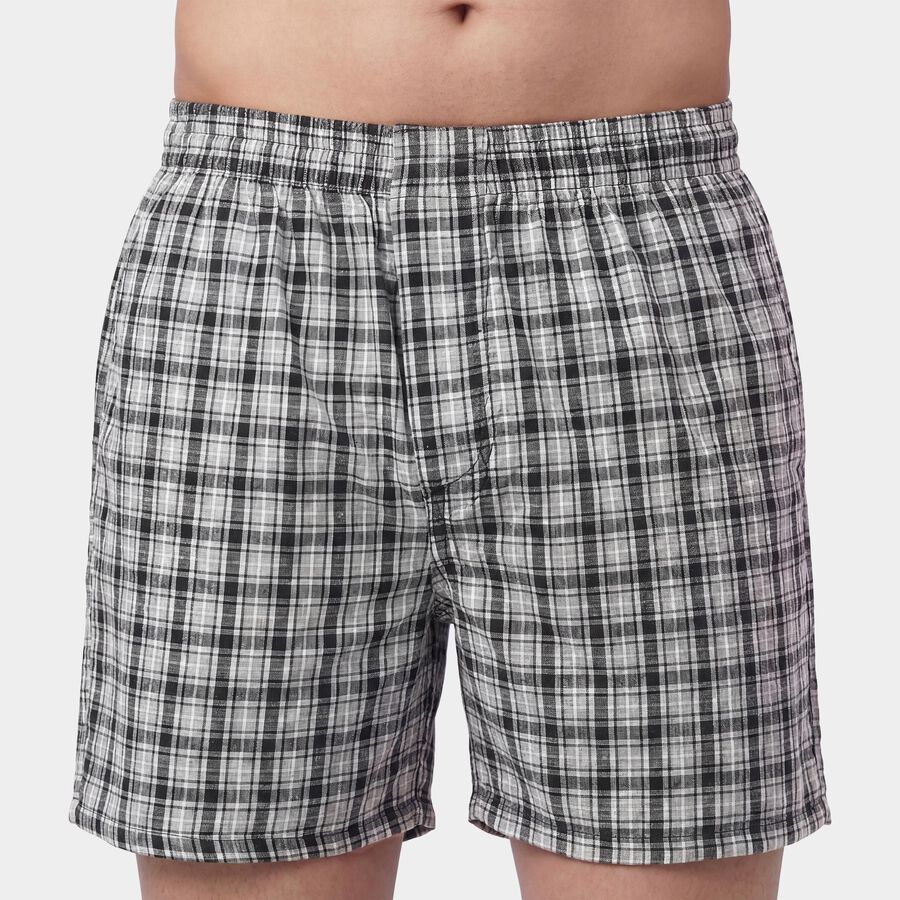 Men's Grey Regular Fit Checked Half Pant, हल्का ग्रे, large