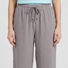 Women's Grey Wide Leg Drawstring Track Pants, Dark Grey, small