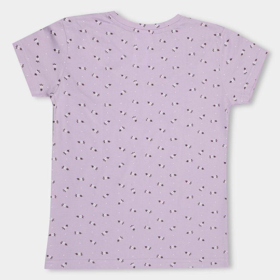 Girls' 100% Cotton T-Shirt, लाइलेक, large image number null