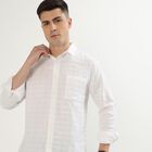 Men's Snow White Cotton Spread Collar Casual Shirt, सफ़ेद, small image number null