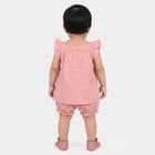 Infants Pink Cotton Square Neck Short Set Upper and Bottom Set, Light Pink, small
