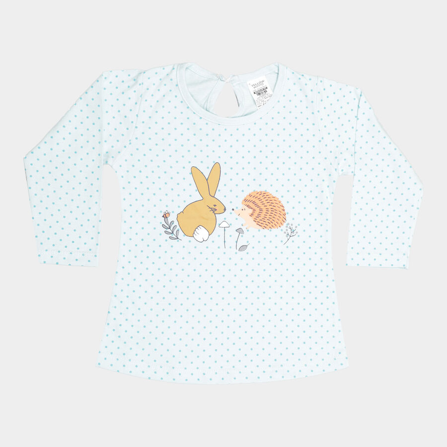 Infants Cotton Printed T-Shirt, Aqua, large image number null