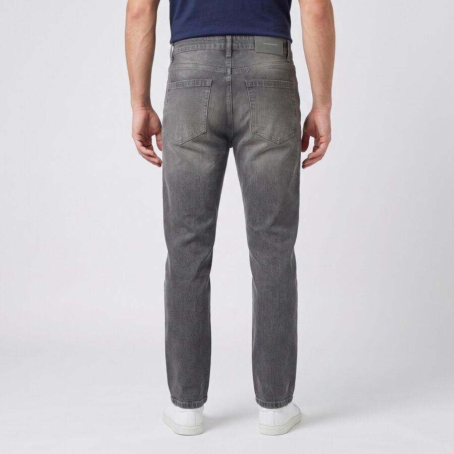 Men's Grey Straight Fit Washed Jeans, Light Grey, large