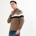 Men's Muted Olive Green Zip Neck Casual Sweatshirt, Olive, small image number null