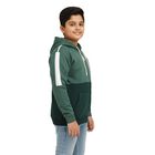 Boys Dark Green and Green Hoodie Neck Casual Sweatshirt, गहरा हरा, small image number null