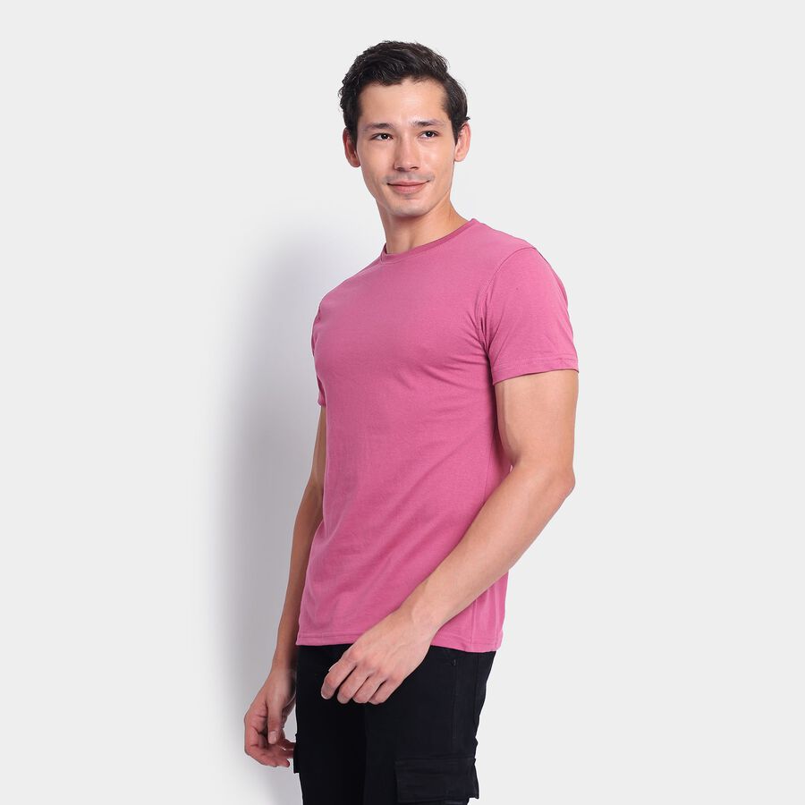 Men's Round Neck Half Sleeves T-Shirt, Light Pink, large image number null