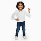 Girls Snow White Round Neck Casual T-Shirt, White, small image number null