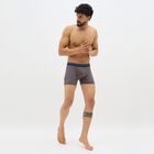 Men's Charcoal Gray Regular Fit Logo Waistband Trunks, Dark Grey, small image number null