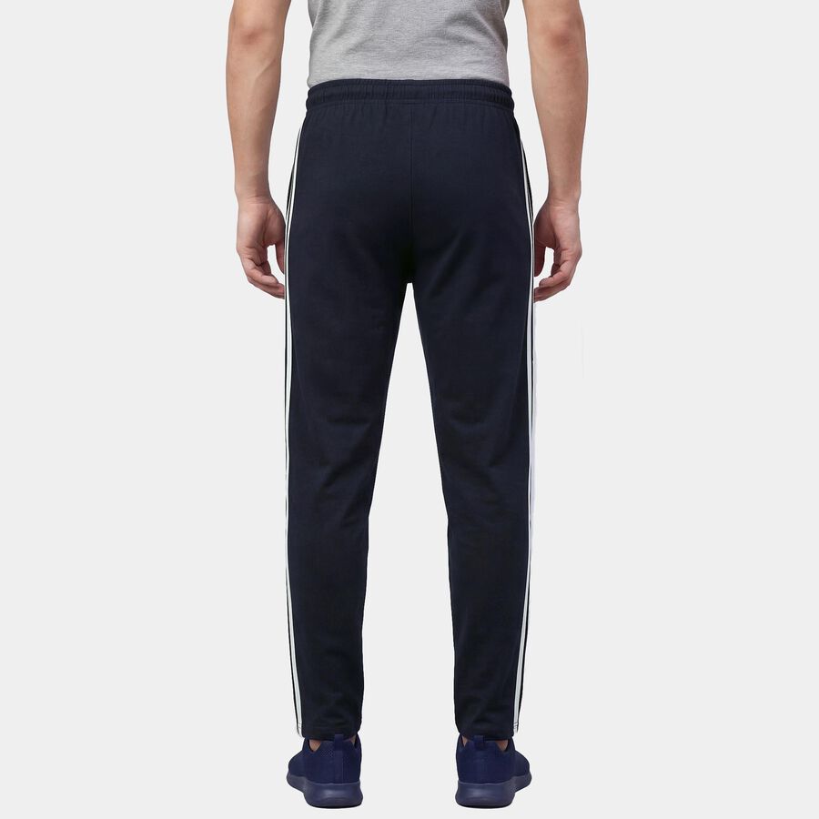 Men's Navy Blue Regular Fit Cuffed Track Pants, नेवी ब्लू, large