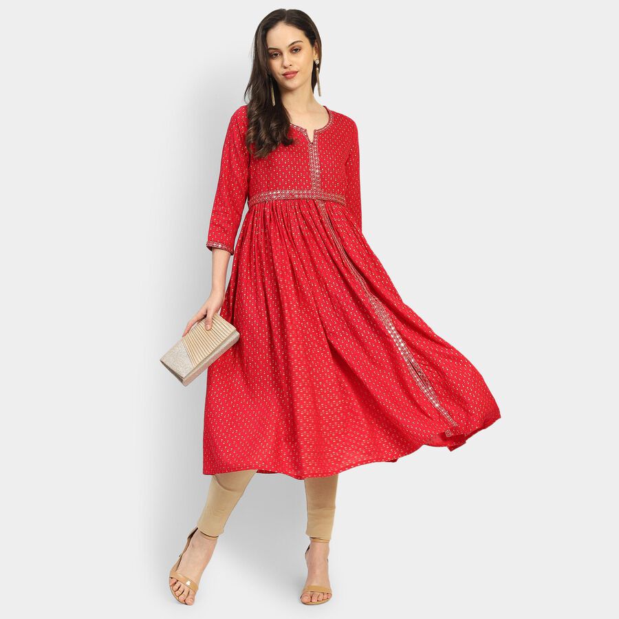 Ladies' Kurta, रानी (फ्यूशिया), large image number null