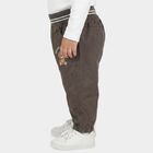 Infants' Grey Jogger Fit Embroidered Trousers, गहरा ग्रे, small