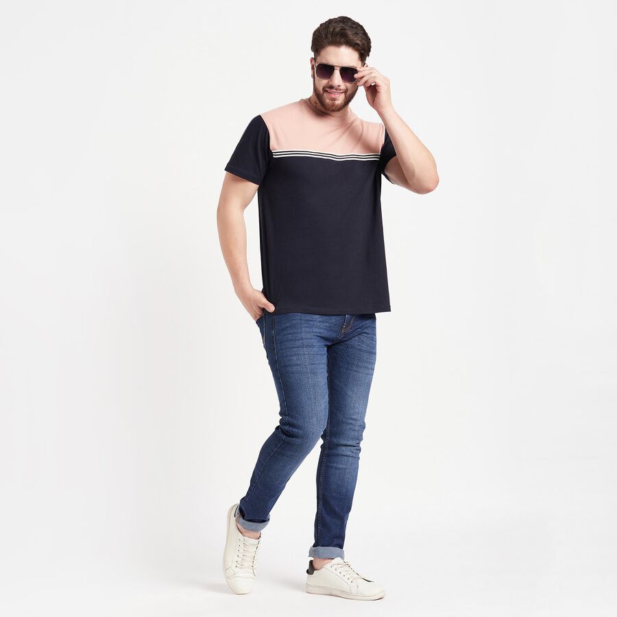 Cotton Round Neck T-Shirt, Peach, large image number null