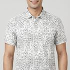 Men's Grey Cotton Half Sleeves Spread Collar Regular Fit Casual Shirt, हल्का ग्रे, small