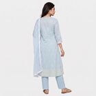 Women Light Blue 100% Cotton Embroidered Ethnic Set, Light Blue, small