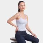 Women's Light Blue Scoop Neck Camisole Slip, हल्का नीला, small