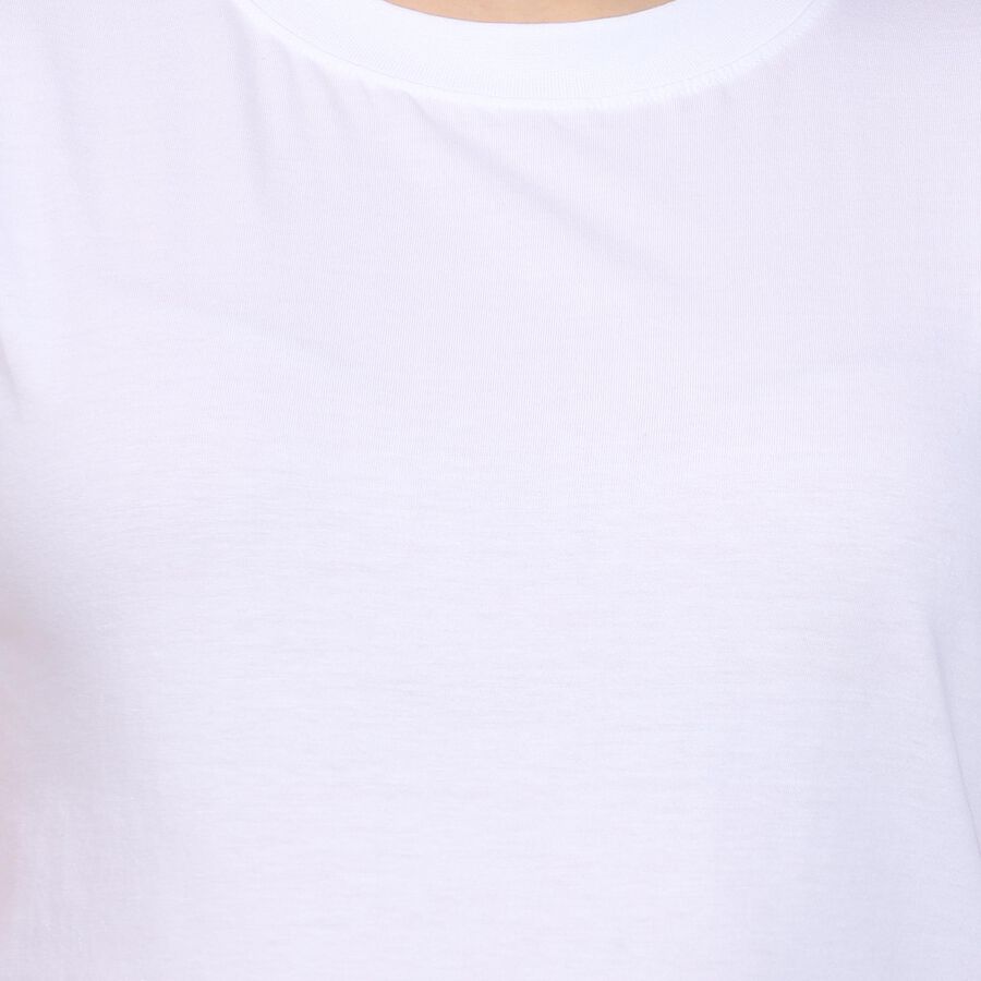 Ladies' 100% Cotton Round Neck T-Shirt, सफ़ेद, large