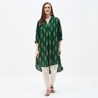 Women's Dark Green Mandarin Collar Straight Kurta, Dark Green, small