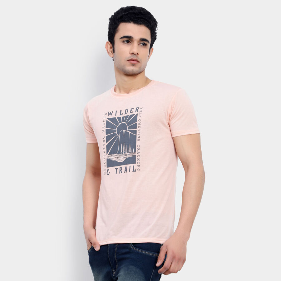 Round Neck T-Shirt, Peach, large image number null