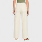 Women's White High-Rise Wide Leg Patch Pocket Trousers, सफ़ेद, small