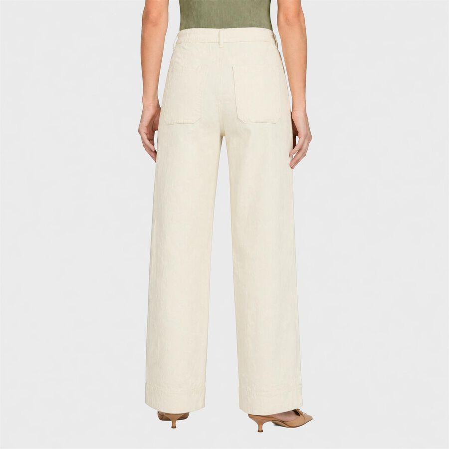 Women's White High-Rise Wide Leg Patch Pocket Trousers, सफ़ेद, large