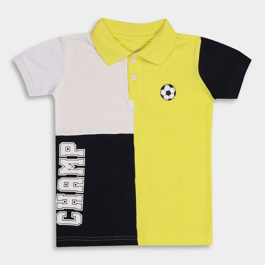 Boys' 100% Cotton Half Sleeves T-Shirt , Yellow, large image number null