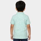 Boys Aqua Cotton Polo Collar Casual T-Shirt, Aqua, small