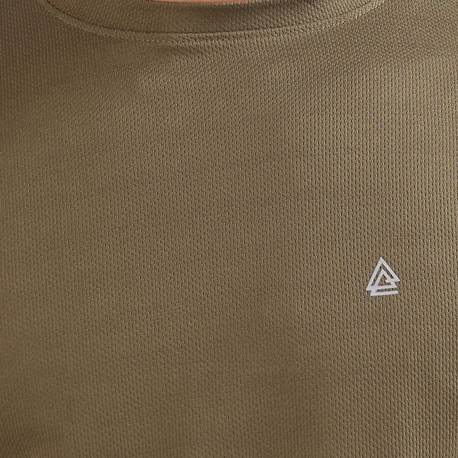 Men's Khaki Crew Neck Slim Fit T-Shirt, Khaki, large image number null