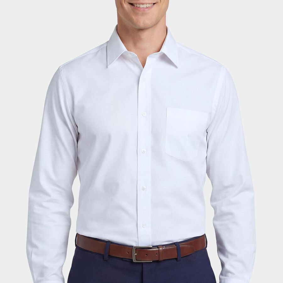 Men's White Cotton Spread Collar Formal Shirt, White, large