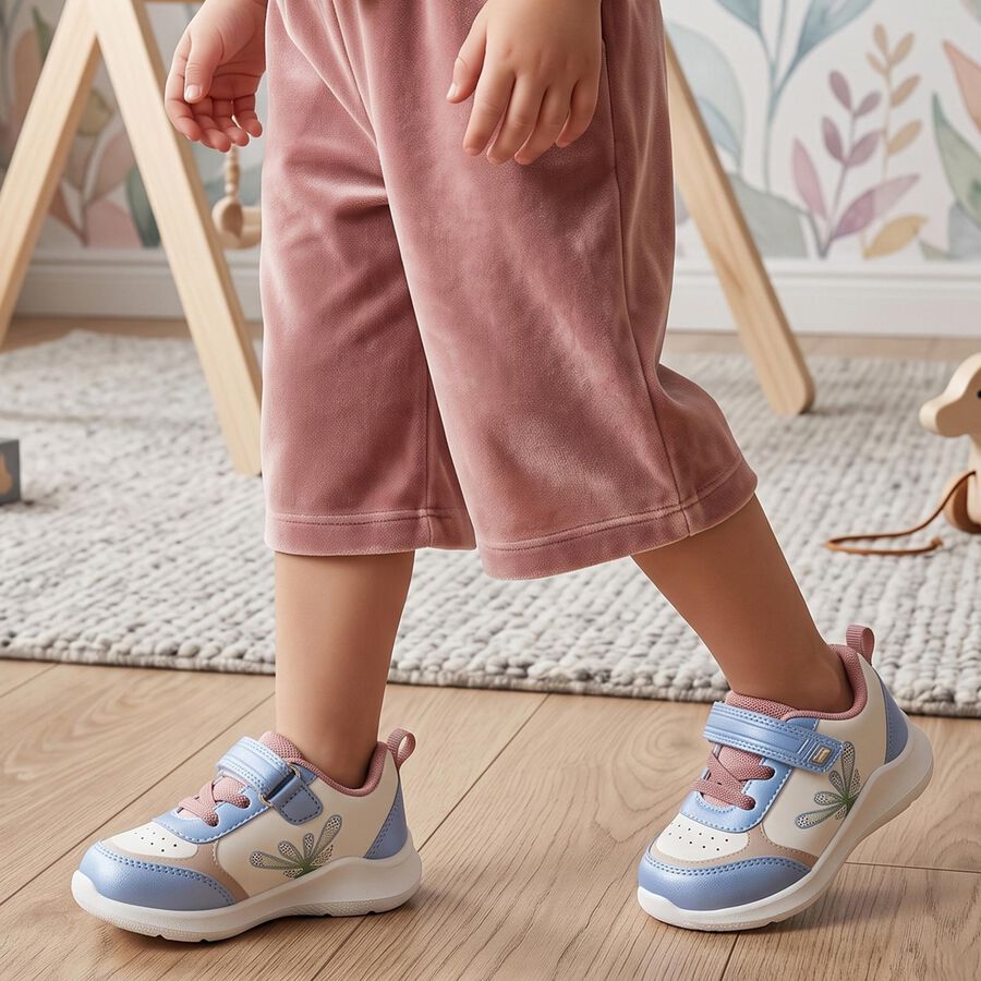 Girls' Blue Velcro Sneakers, Blue, large
