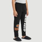 Boys' Black Straight Fit Graphic Printed Pyjama, काला, small