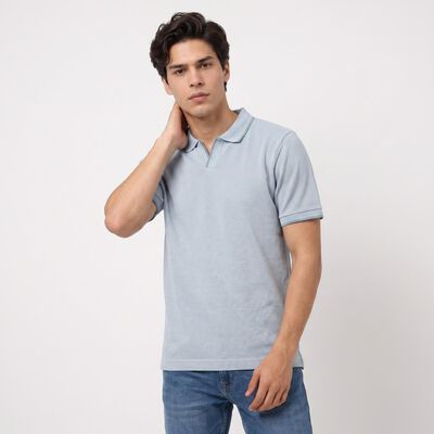 Men's Light Blue Polo Neck Polo T-Shirt