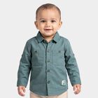 Infants Teal Blue Cotton Collared Utility Shirt, Teal Blue, small