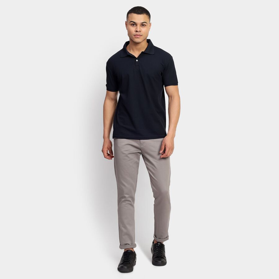 Men's Slim Fit Casual Trousers, हल्का ग्रे, large image number null