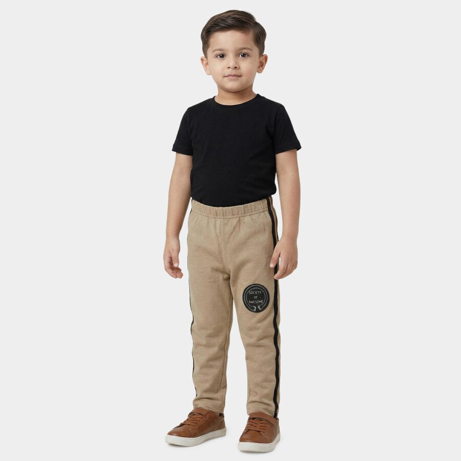 Boys' Beige Cotton Blend Pyjama, Beige, large