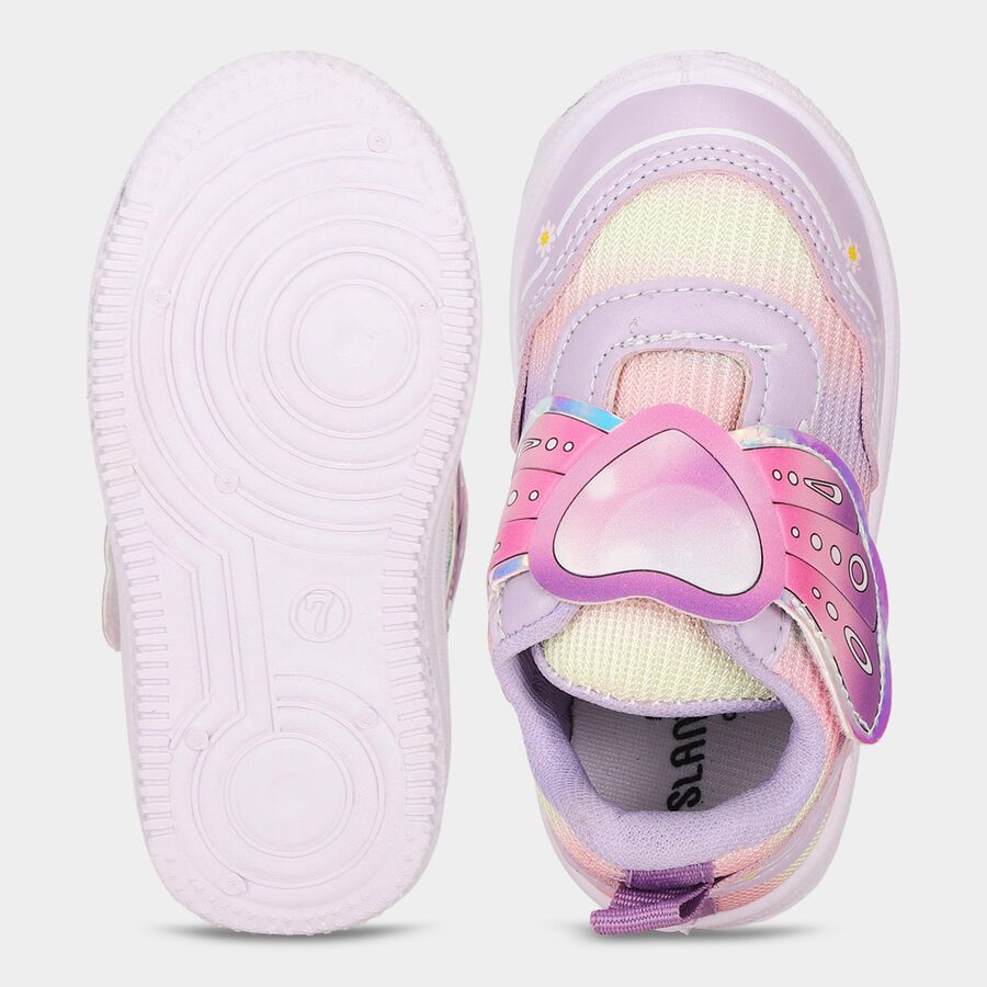Girls' Lavender Velcro Sneakers, Lilac, large
