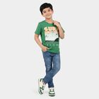 Boys Green Crew Neck Regular Boys T-Shirt, Dark Green, small