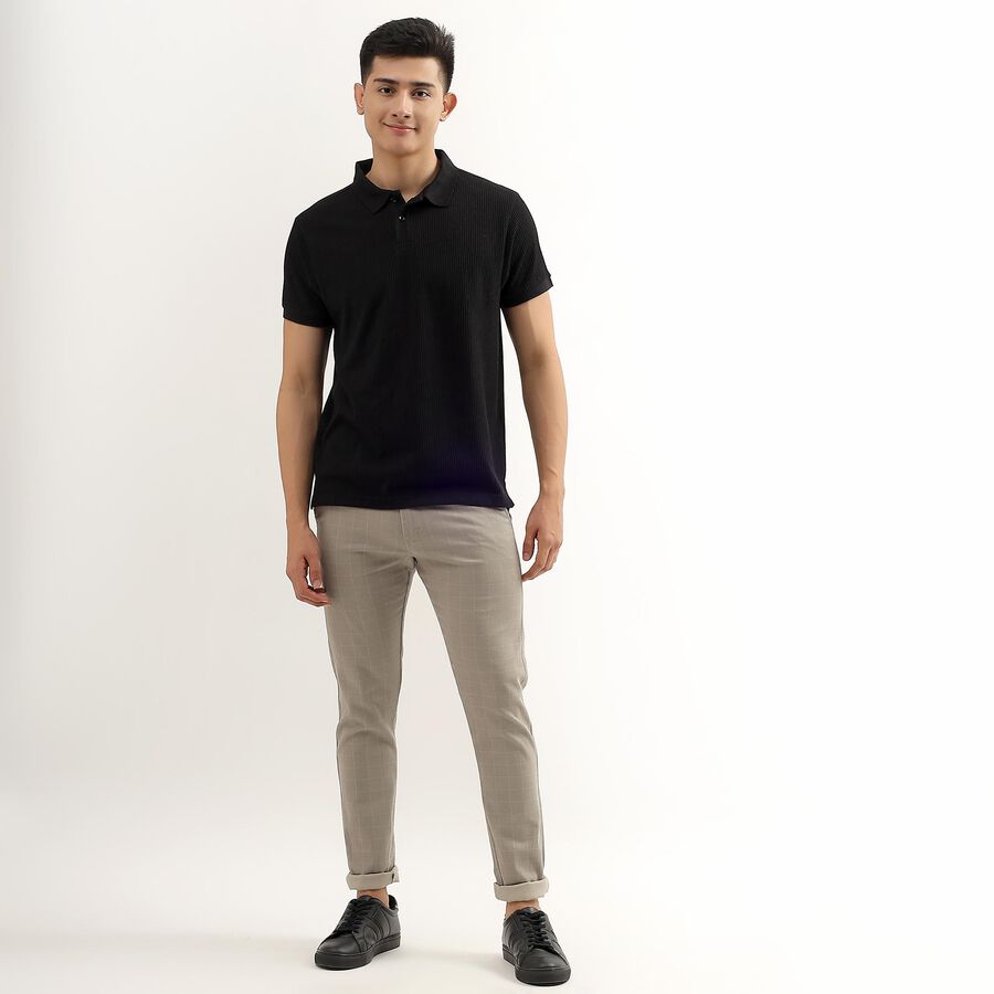 Men's Cross Pocket Slim Fit Casual Trousers , Light Grey, large image number null