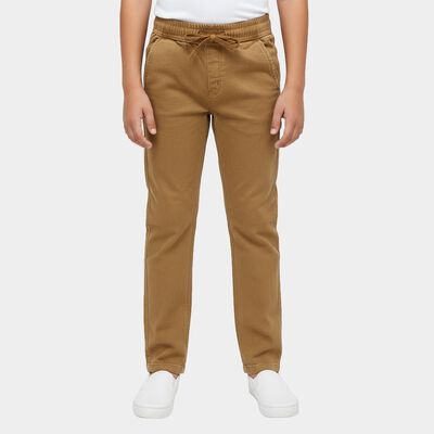 Boys' Camel Brown Slim Fit Elastic Waist Jeans