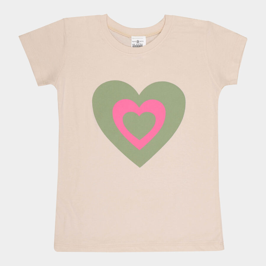 Girls Short Sleeve T-Shirt, Beige, large image number null