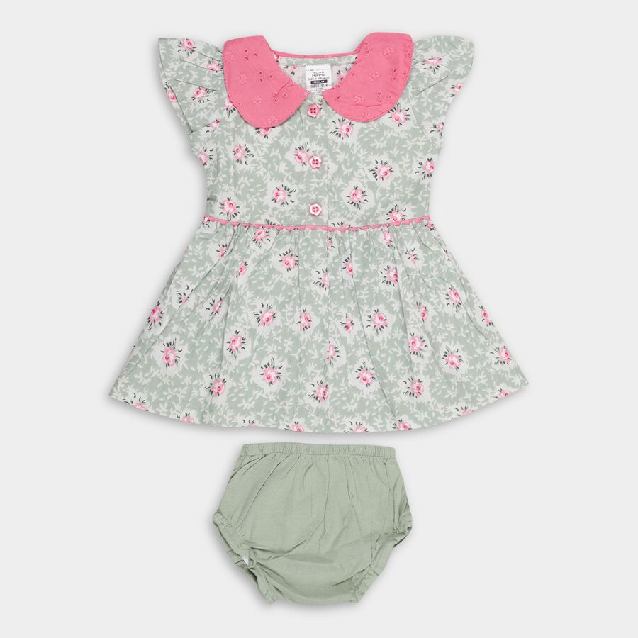 Infant Girls' 100% Cotton Frock , Light Green, large image number null