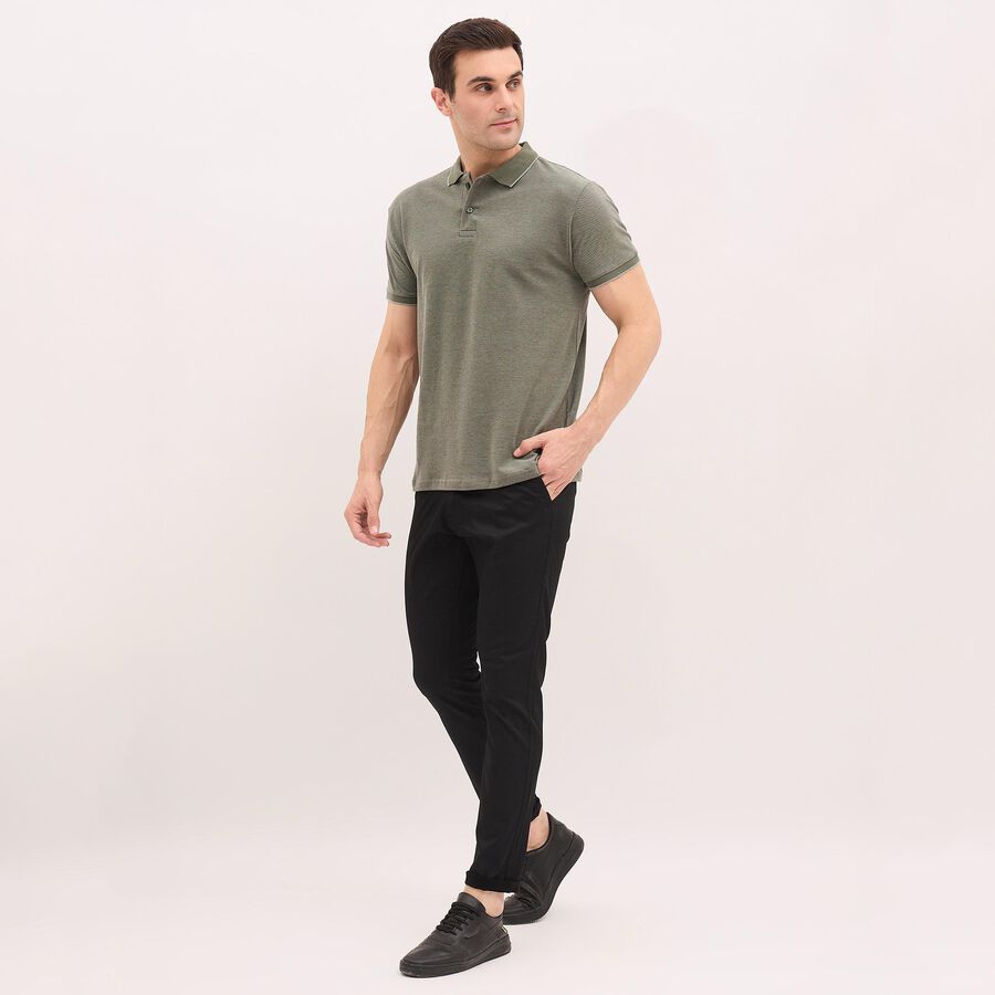 Men's Cross Pocket Slim Fit Casual Trousers , काला, large image number null