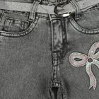 Girls Grey Flared Fit Sequin Applique Jeans, Light Grey, small