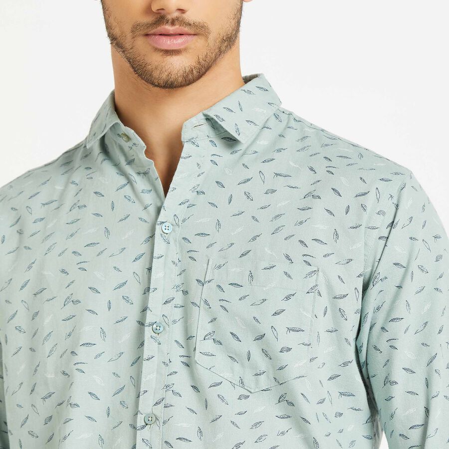 Cotton Printed Casual Shirt, Light Green, large image number null