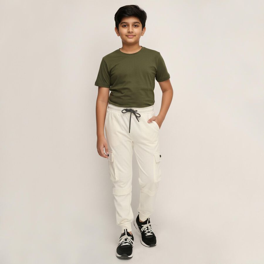 Boys' Off-White Cotton Blend Cargo Pyjama, ऑफ व्हाइट, large image number null