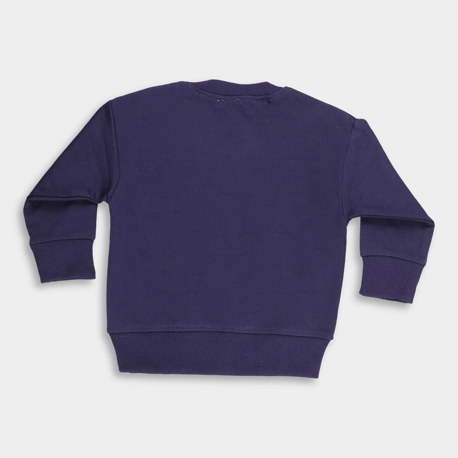 Infants Deep Midnight Navy Blue Crew Neck Casual Sweatshirt, Navy Blue, large image number null