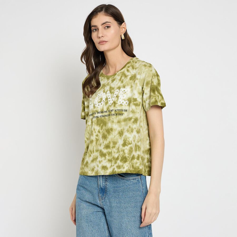 Ladies' 100% Cotton Round Neck T-Shirt , हल्का हरा, large image number null
