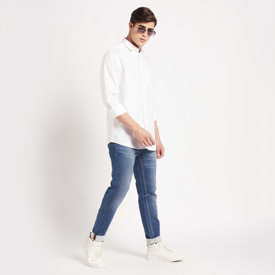 Solid Slim Fit Casual Shirt, White, large image number null