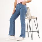 Women's Stonewashed Blue Bootcut Low-Rise Jeans, Light Blue, small image number null