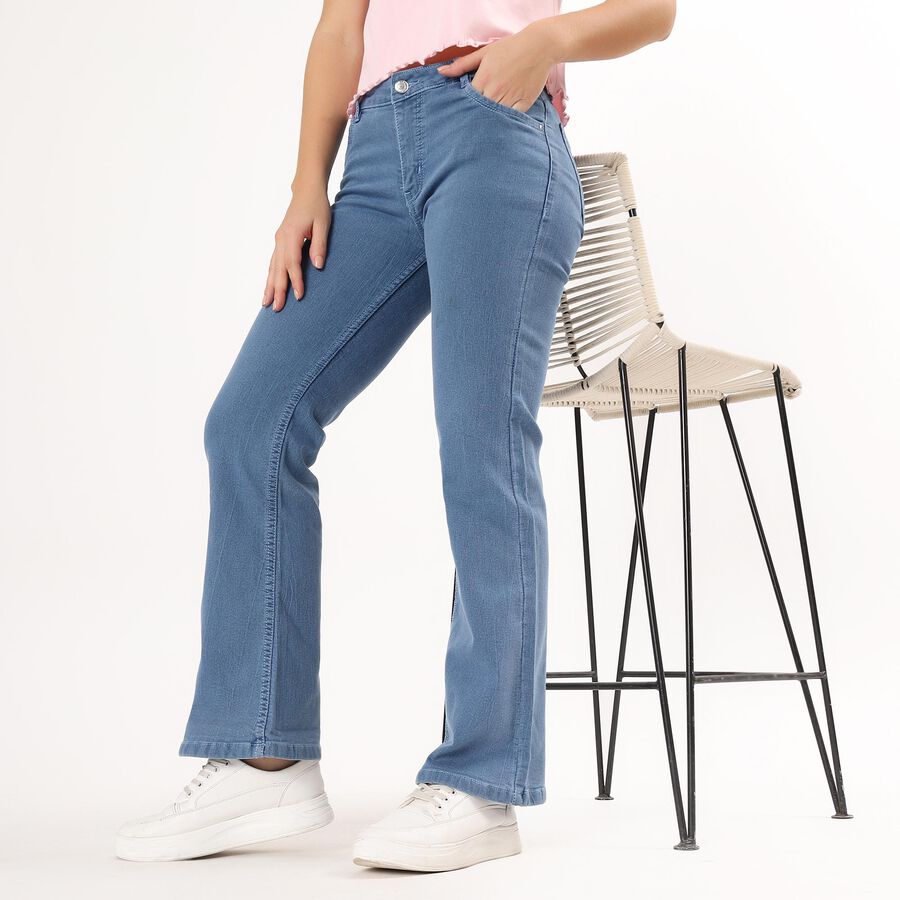 Women's Stonewashed Blue Bootcut Low-Rise Jeans, Light Blue, large image number null