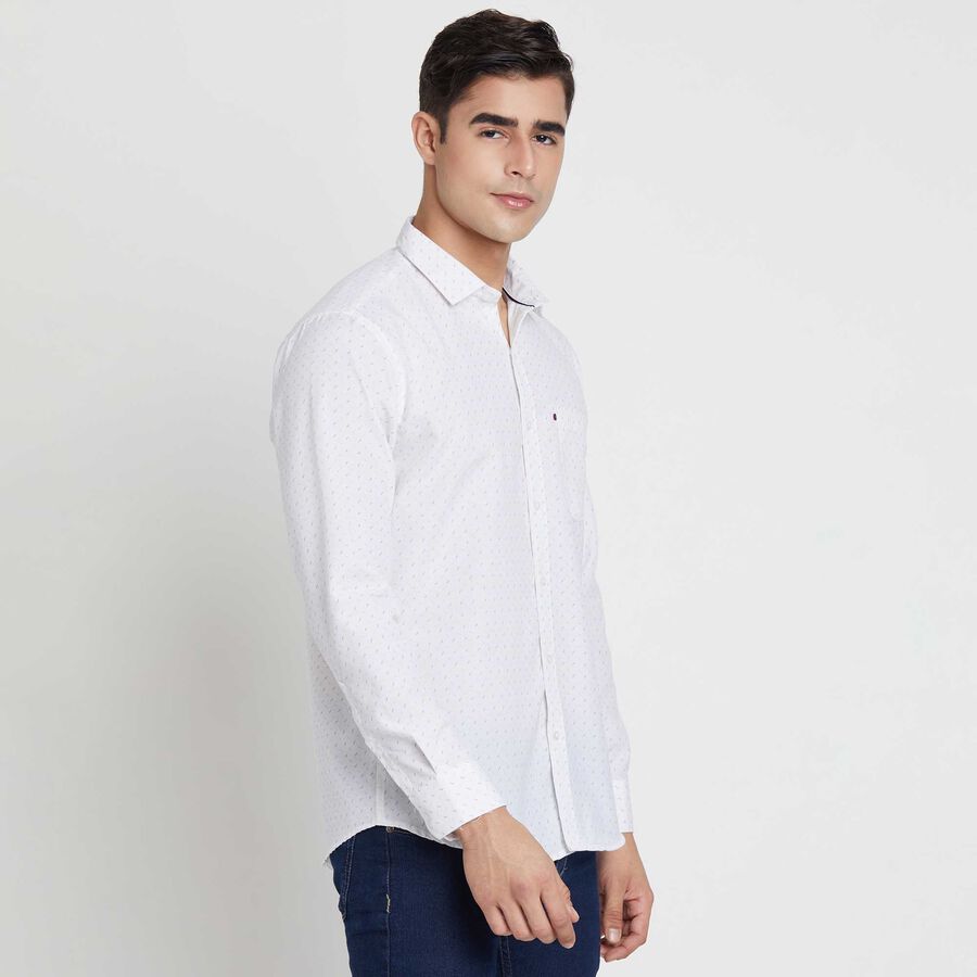 Printed Slim Fit Casual Shirt, White, large image number null